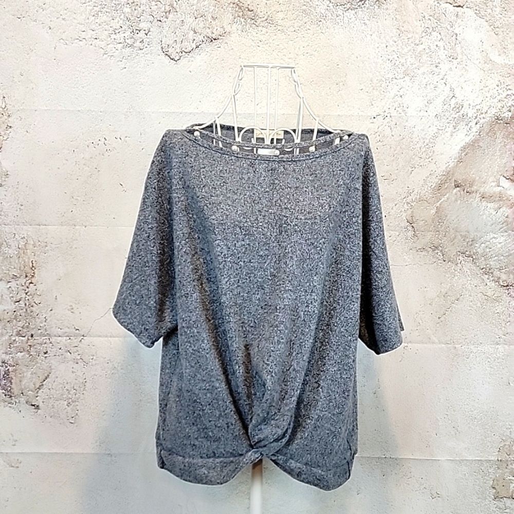 Joie de vivre pullover pearl embellished top - marled blue grey Women's Size M